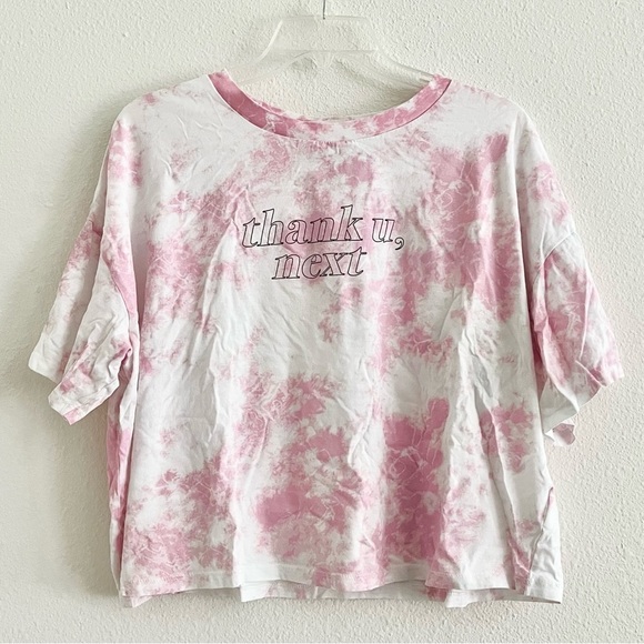 Ariana Grande H&M Divided Thank U Next Pink Tie Dye Cropped Tee Top Size Large - Picture 4 of 8